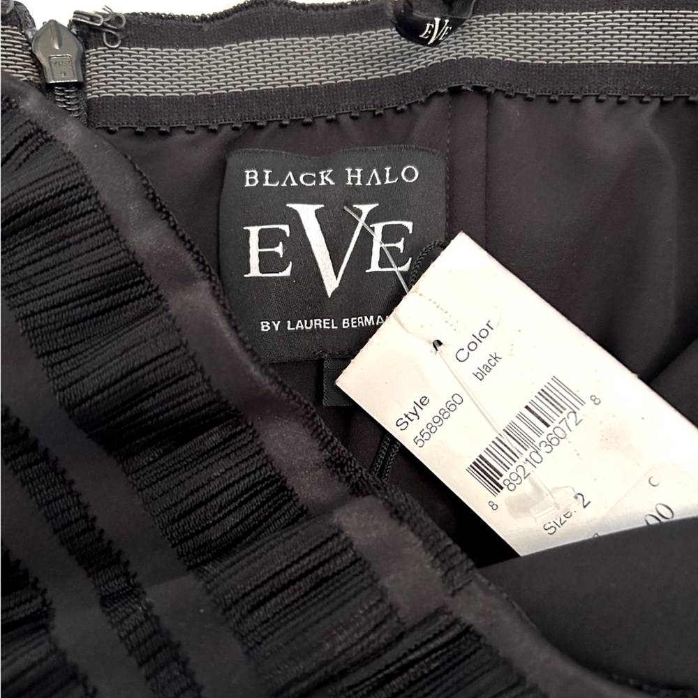 Black Halo eve strapless short straight black dress